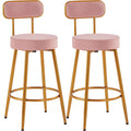 Yaheetech 26" Velvet Counter Height Bar Stools Pink & Gold 2-Piece  Warm Home View