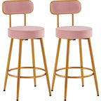 Yaheetech 26" Velvet Counter Height Bar Stools Pink & Gold 2-Piece  Warm Home View