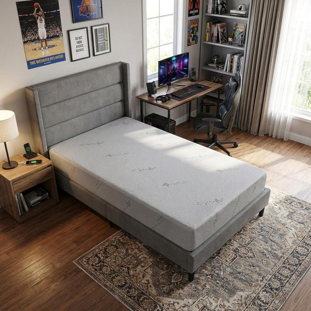 6" Twin Aloe Vera Infused Medium Memory Foam Mattress  Warm Home View