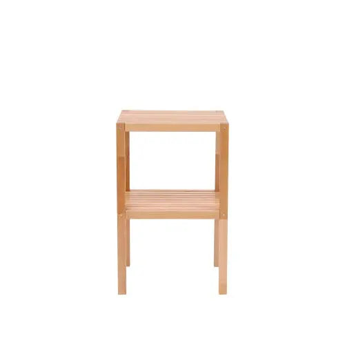 2-Tier Birch Bathroom Shelf, Narrow Shelving Unit, Multifunctional Storage Rack, Corner Rack, For Kitchen, Living Room, Bedroom, Entryway, Bathroom, Natural  Warm Home View