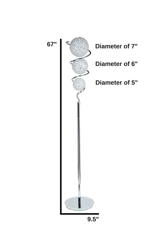 Vertical Crystal Sphere Floor Lamp // 3 Light  Warm Home View