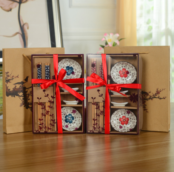 Ceramic Dinnerware Set with Chopsticks Gift Set  Warm Home View