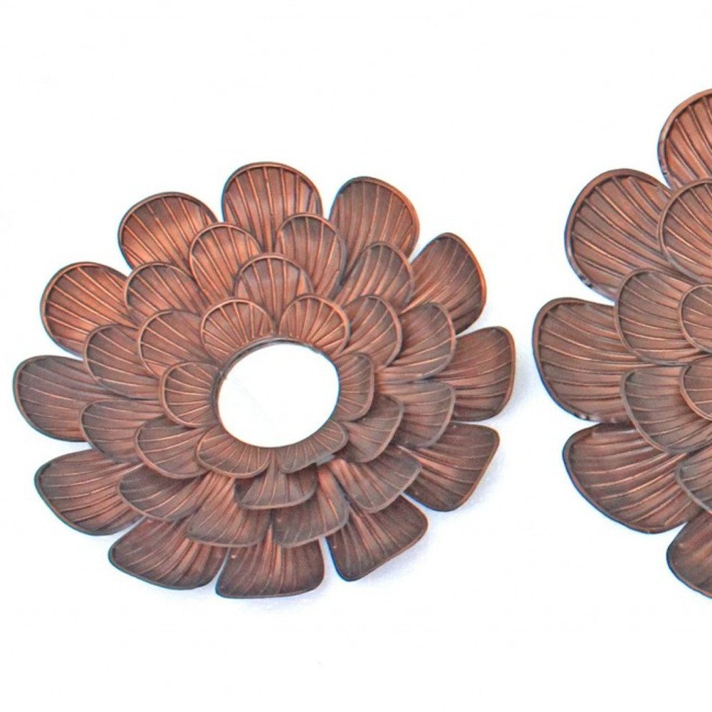 Set of Three Copper Novelty Metal Framed Accent Mirror  Warm Home View