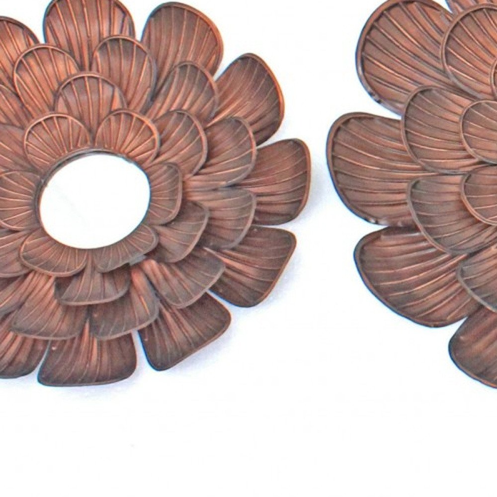 Set of Three Copper Novelty Metal Framed Accent Mirror  Warm Home View