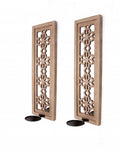 Set of Two Tan Lattice Wall Sconce Candle Holders  Warm Home View