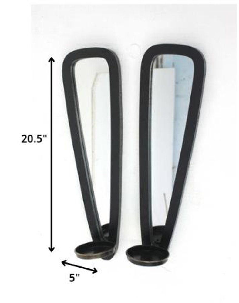 Set of Two Black Solid Wood Wall Sconce Candle Holders  Warm Home View