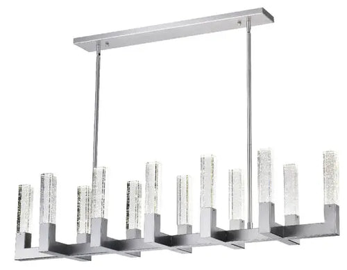 12 Light Rectangular Crystal Dianyi LED Chandelier // Silver  Warm Home View