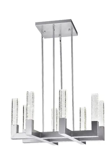 8 Light Square Crystal Dianyi LED Chandelier // Silver  Warm Home View