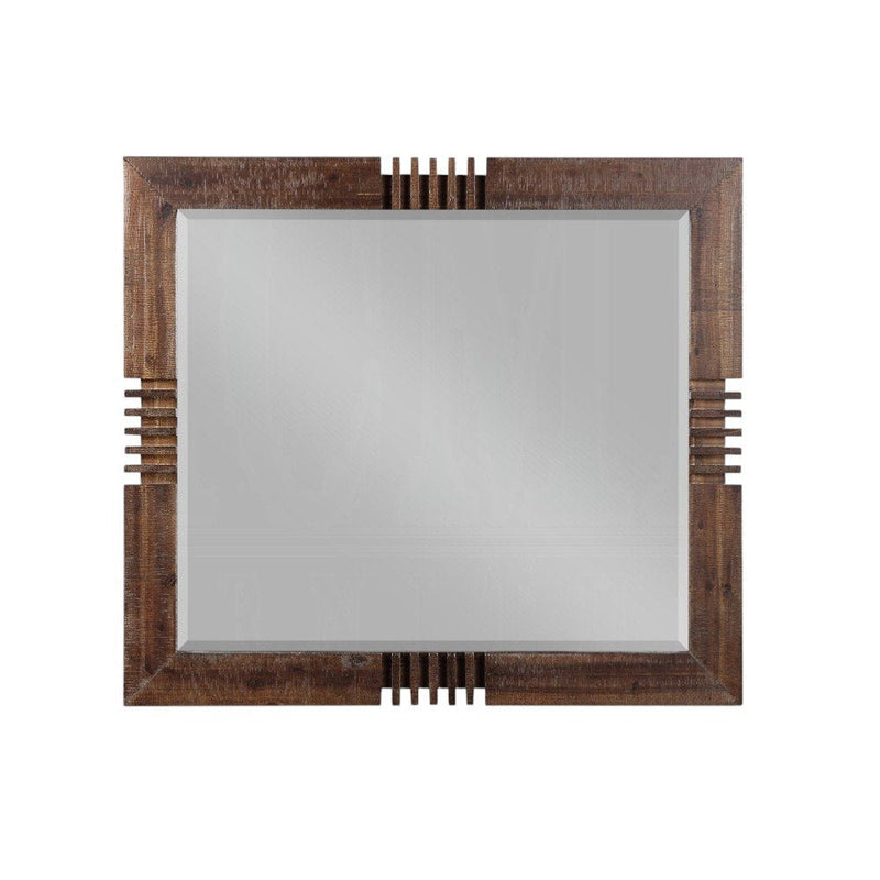 Reclaimed Oak Finish Rectangular Mirror  Warm Home View