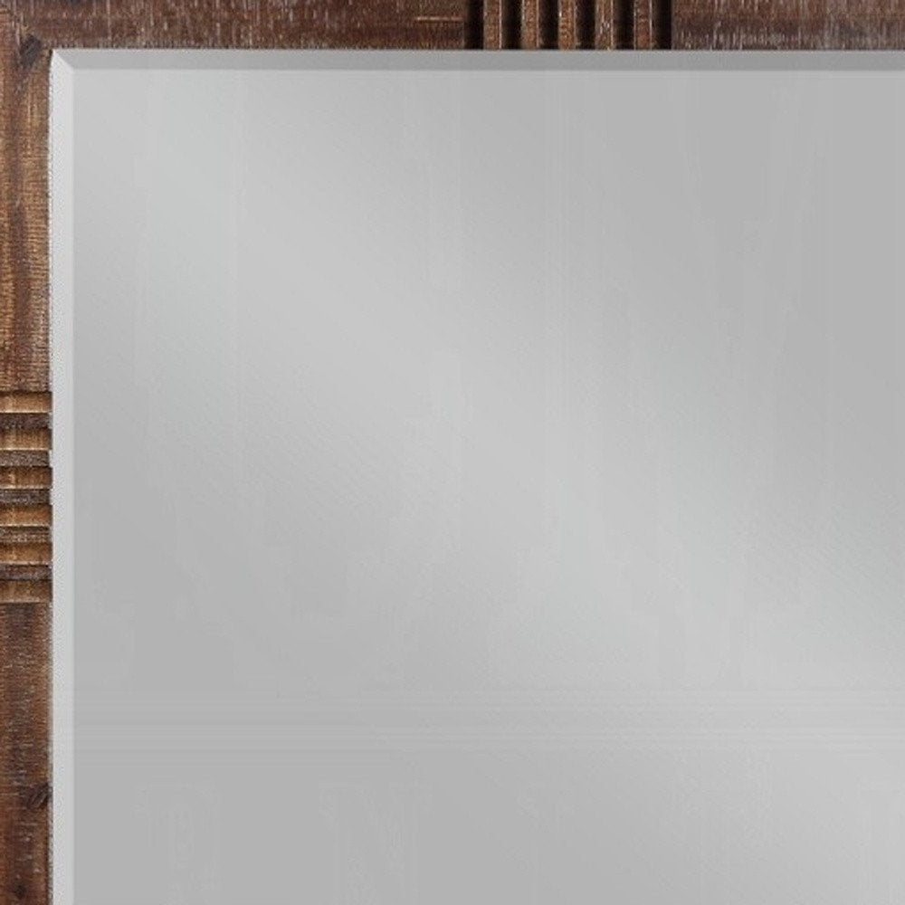 Reclaimed Oak Finish Rectangular Mirror  Warm Home View