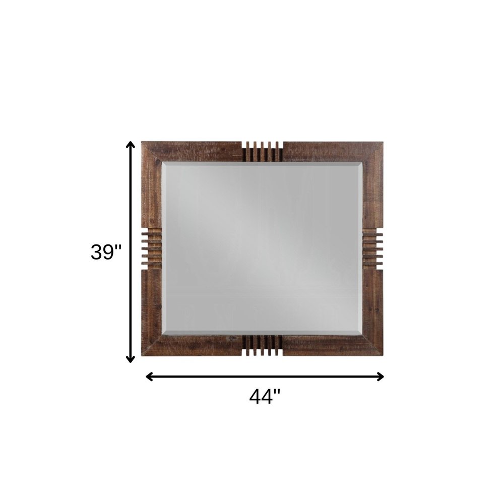 Reclaimed Oak Finish Rectangular Mirror  Warm Home View
