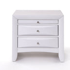 Elegant White 3 Drawer Nightstand  Warm Home View