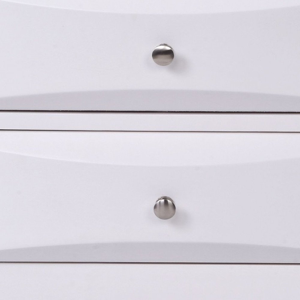 Elegant White 3 Drawer Nightstand  Warm Home View