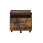 19" Brown And Black Rustic Wood Single Drawer Rolling Filing Cabinet  Warm Home View
