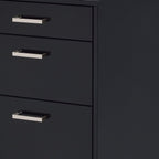 28" Black Wood And Metal Three Drawers Filing Cabinet  Warm Home View
