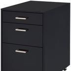 28" Black Wood And Metal Three Drawers Filing Cabinet  Warm Home View