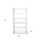 White And Silver Metal and Glass Five Tier Ladder Bookcase  Warm Home View