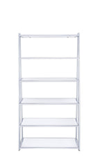 White And Silver Metal and Glass Five Tier Ladder Bookcase  Warm Home View