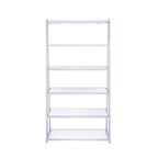 White And Silver Metal and Glass Five Tier Ladder Bookcase  Warm Home View