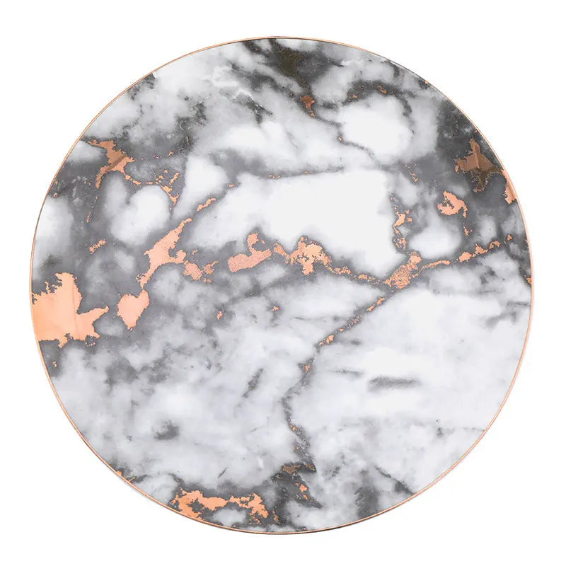 Marble Pattern Plate, Nordic Dinnerware with Gold Edge  Warm Home View