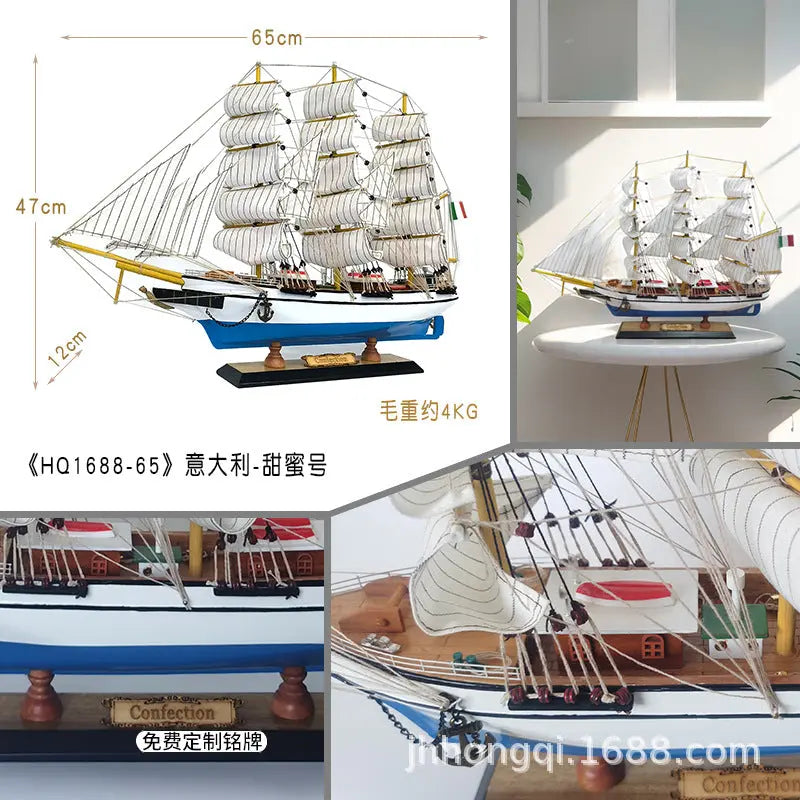 Sailing Ship Model - Real Wood Craft for Home Decor  Warm Home View