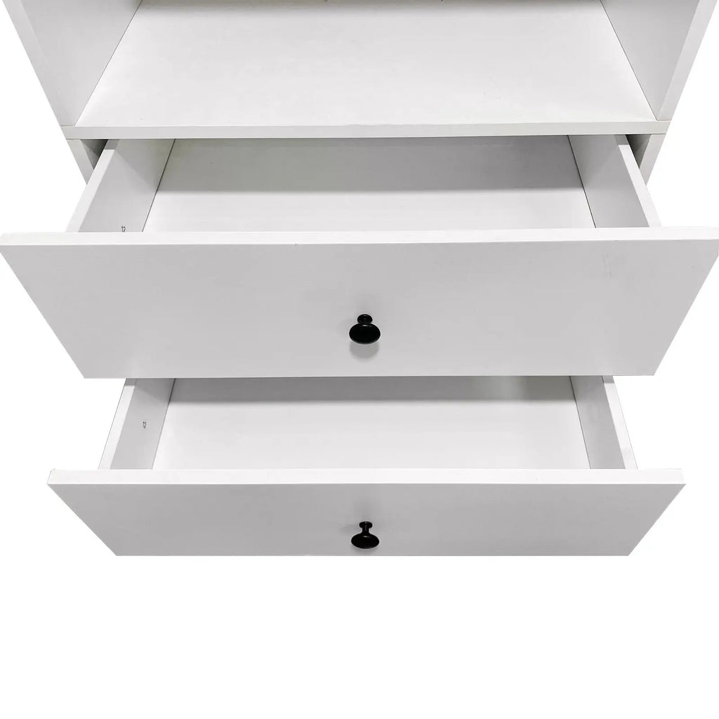 C1 Modular Wooden Closet Organizer System with 2 Drawers 3 Shelves Wall Mount Shelving for Walk in Closet Bedroom Organization Built in Clothes Storage White 23.62''W x 16.04''D x 31.49''H  Warm Home View