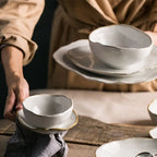 Ceramic Irregular Dinnerware Set with Bowls and Plates  Warm Home View