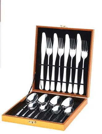16-Piece Stainless Steel Dinnerware Set for Families  Warm Home View