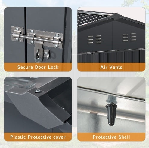Anti-Corrosion Metal Outdoor Garden Storage Shed - Galvanized Iron, 1-Piece  Warm Home View