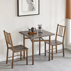 Antique Bronze Square Dining Set Wood/Metal 3-Piece  Warm Home View