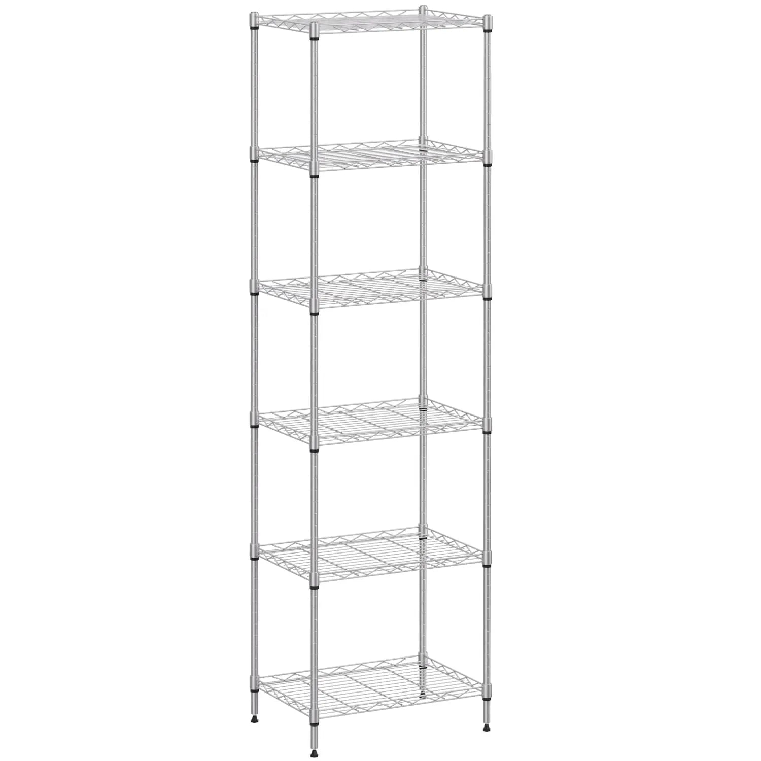 BestOffice 6-Shelf Storage Shelves Adjustable Shelving Unit Wire Shelving Metal Shelves11.8" D x 16.7" W x 63.6" HChrome  Warm Home View