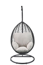 38" Black Metal Swing Chair With Beige Cushion  Warm Home View