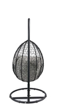 38" Black Metal Swing Chair With Beige Cushion  Warm Home View
