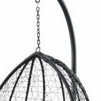38" Black Metal Swing Chair With Beige Cushion  Warm Home View