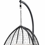 38" Black Metal Swing Chair With Beige Cushion  Warm Home View