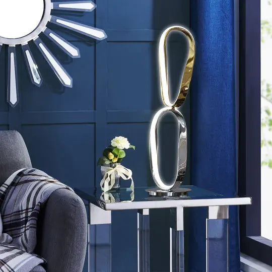 Prague Chrome & Gold Table Lamp // Natural White LED Strip & Touch Dimmer  Warm Home View