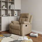63" Beige Leather Match Recliner  Warm Home View