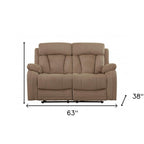 63" Beige Leather Match Recliner  Warm Home View