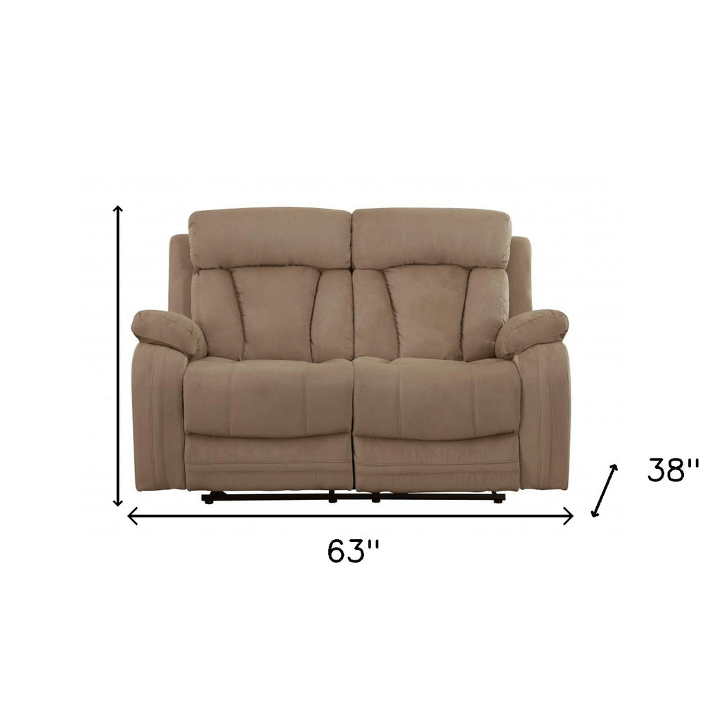 63" Beige Leather Match Recliner  Warm Home View