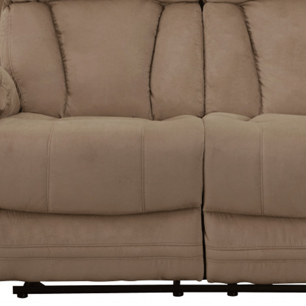 63" Beige Leather Match Recliner  Warm Home View