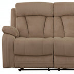 63" Beige Leather Match Recliner  Warm Home View