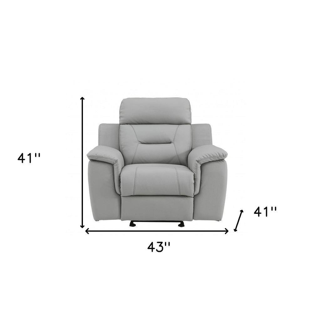 41" Grey Fascinating Leather Reclining Chair.  Warm Home View