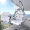 Swing Egg Chair with Stand - Gray Iron/Wicker, 1-Piece  Warm Home View