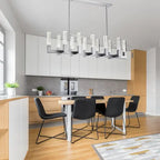 12 Light Rectangular Crystal Dianyi LED Chandelier // Silver  Warm Home View