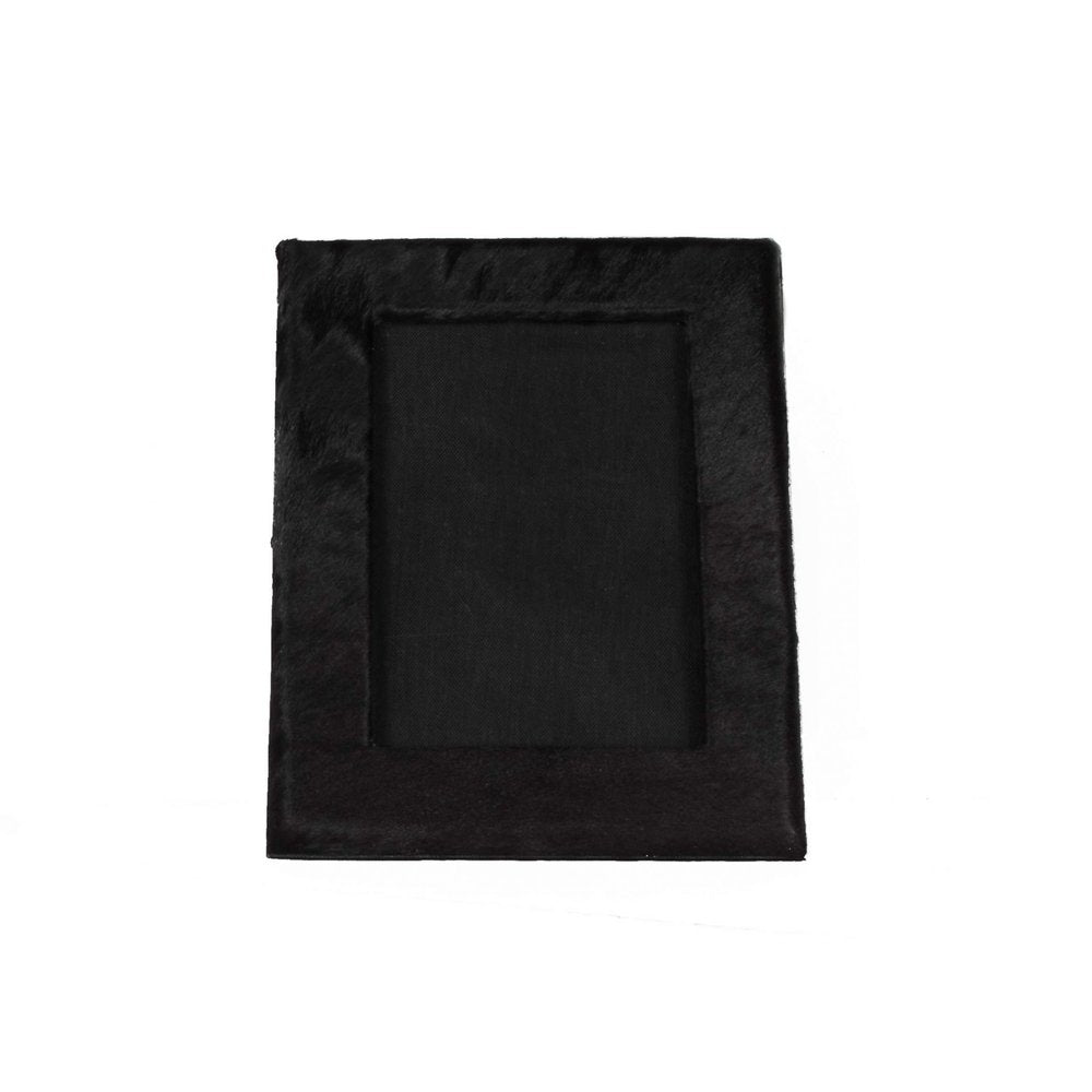 5" x 7" Black Cowhide Hanging & Tabletop Picture Frame with Mat  Warm Home View