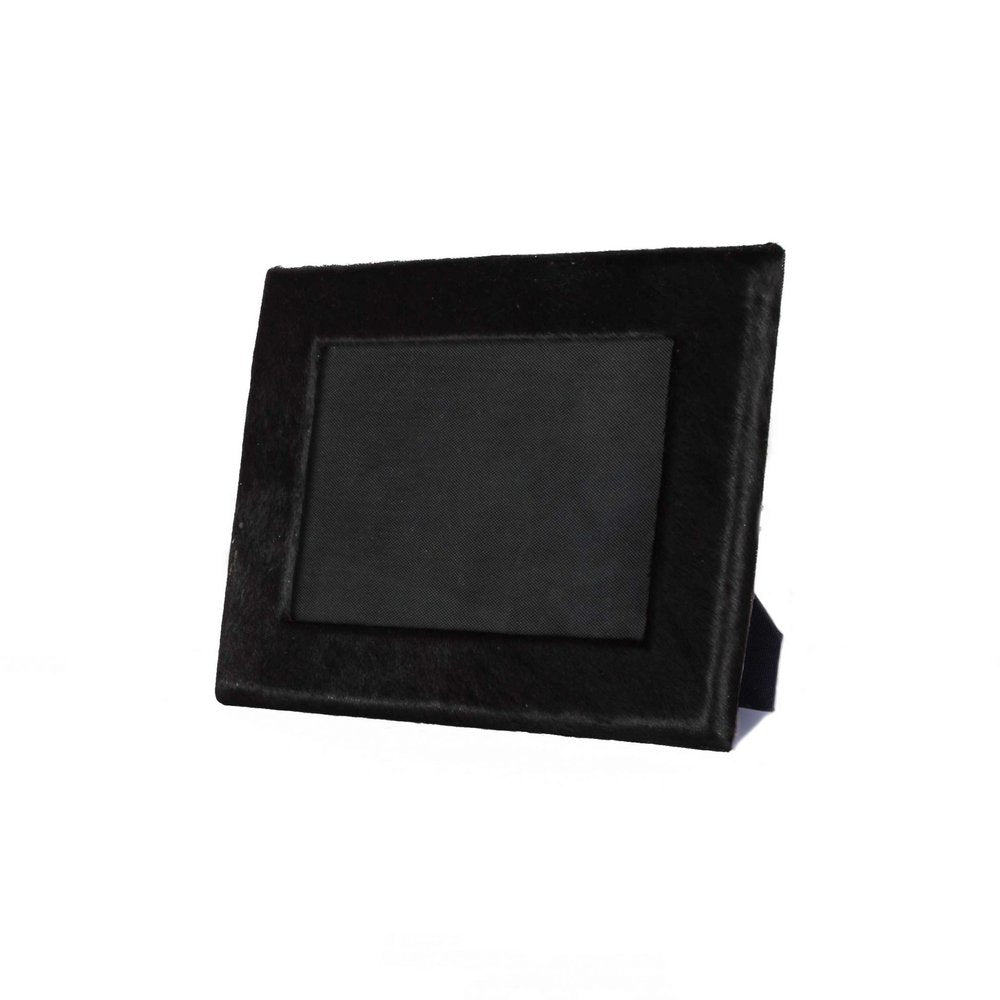 5" x 7" Black Cowhide Hanging & Tabletop Picture Frame with Mat  Warm Home View