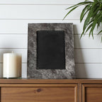 5" x 7" Gray Cowhide Hanging & Tabletop Picture Frame with Mat  Warm Home View