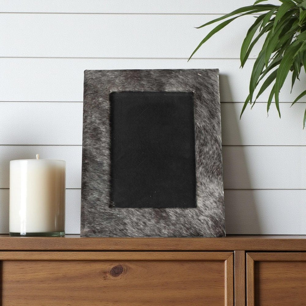 5" x 7" Gray Cowhide Hanging & Tabletop Picture Frame with Mat  Warm Home View