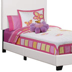 White Solid Wood Twin Upholstered Faux Leather Bed Frame  Warm Home View