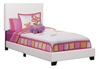 White Twin Upholstered Faux Leather Bed - White Solid Wood - 1 Piece  Warm Home View